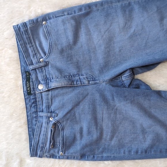 Lauren Ralph Lauren Blue Embroidered Straight Crop Jeans Size 12 - Picture 3 of 13